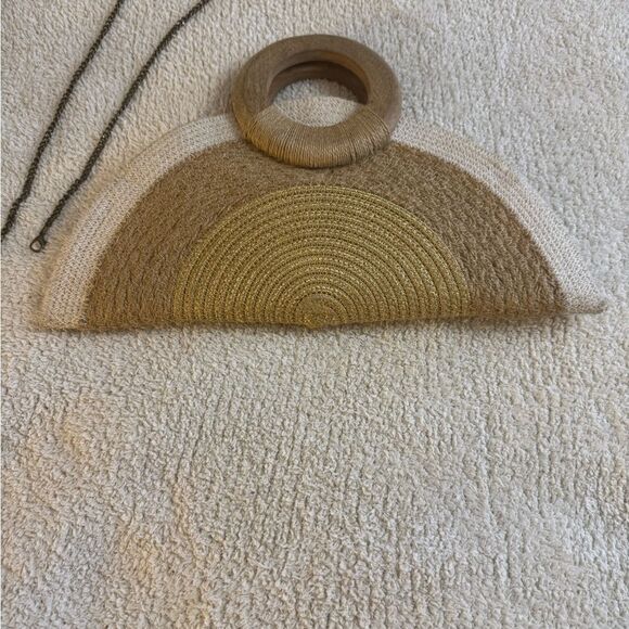 Antik Kraft Clutch Raffia Natural Multi Woven Wooden Handle Cabo resort Wear - Picture 5 of 15